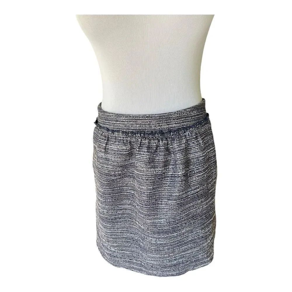 GAP Metallic Tweed Mini Skirt Blue Silver Sparkly Lined Pockets Sz 6 Classic